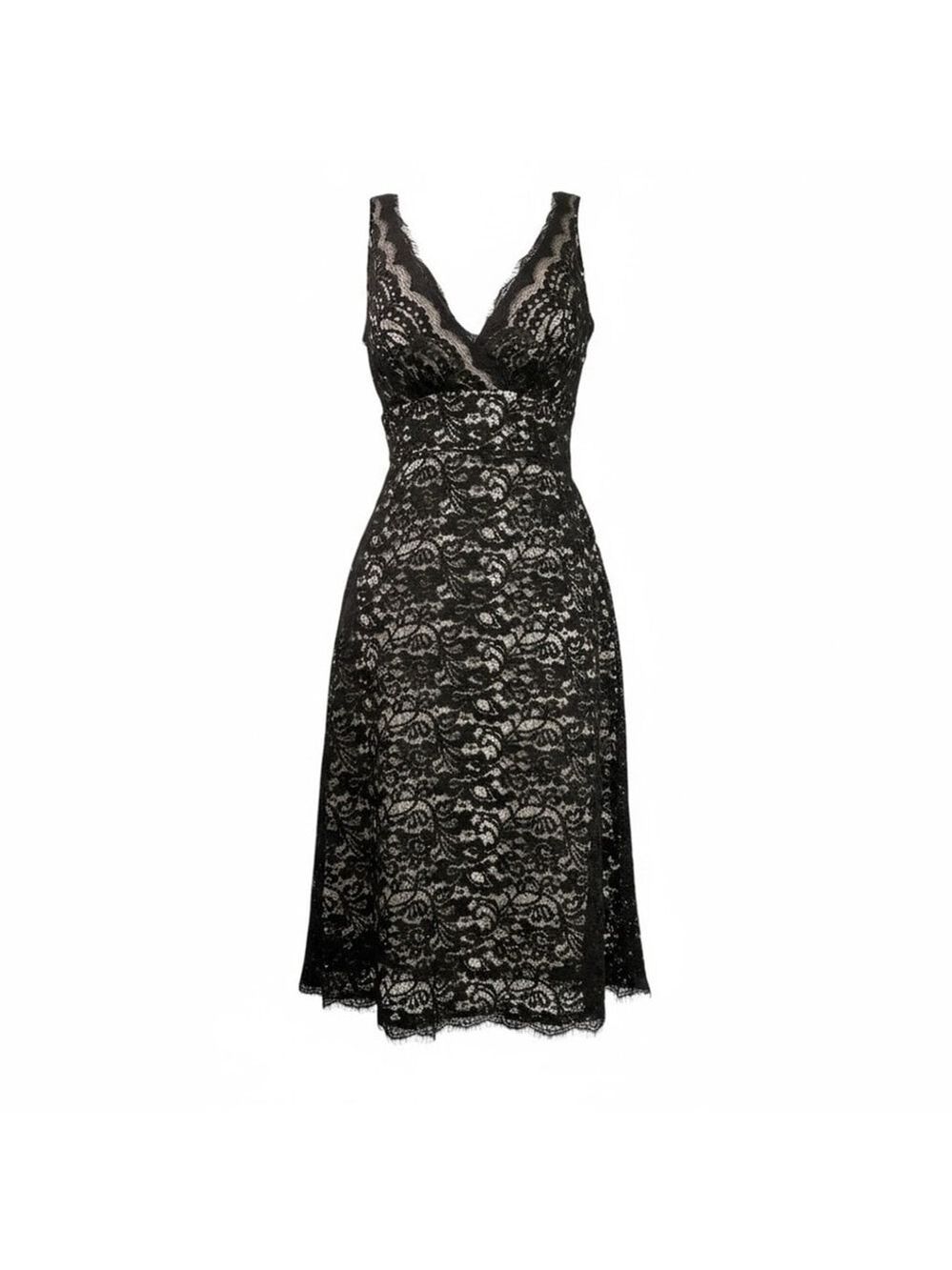 Y2K Black Lace FairyGoth Dress Nude Lining Bow Tie Back Size 2 Dark Romantic